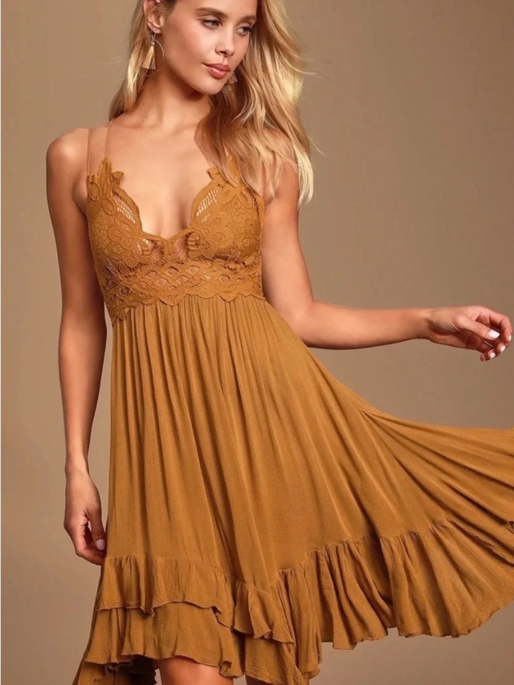 Free People Mustard Adella Dress (L)
